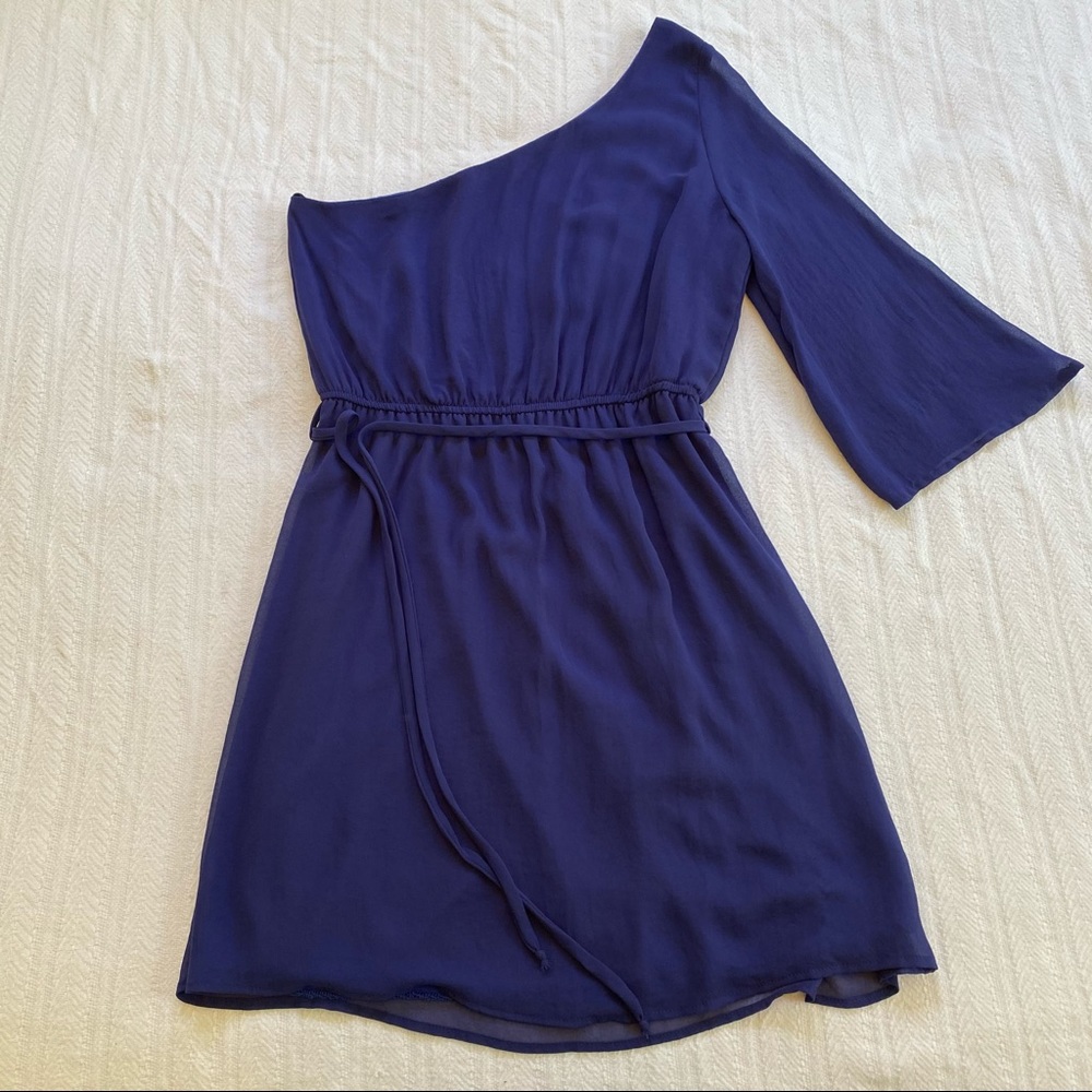 One Shoulder Deep Purple Dress - Picture 4 of 5